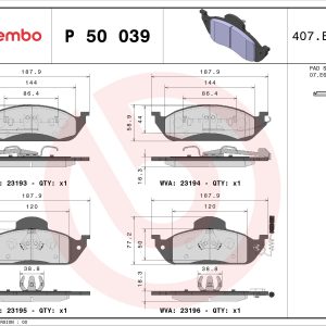 Placute frana MERCEDES-BENZ M-CLASS (W163) ML 270 CDI (163.113) diesel 163 cai BREMBO P 50 039