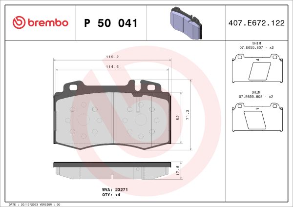 Placute frana MERCEDES-BENZ M-CLASS (W163) ML 270 CDI (163.113) diesel 163 cai BREMBO P 50 041