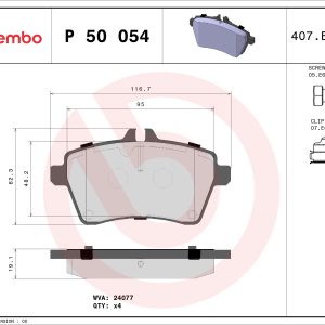 Placute frana MERCEDES-BENZ A-CLASS (W169) A 160 (169.031, 169.331) benzina 95 cai BREMBO P 50 054