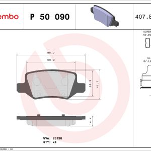 Placute frana MERCEDES-BENZ A-CLASS (W169) A 180 CDI (169.007, 169.307) diesel 109 cai BREMBO P 50 090