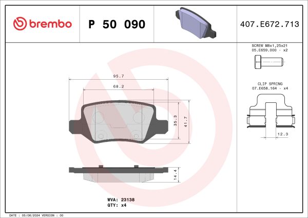 Placute frana MERCEDES-BENZ A-CLASS (W169) A 180 CDI (169.007, 169.307) diesel 109 cai BREMBO P 50 090