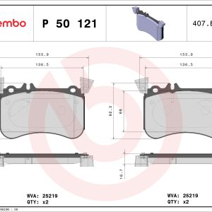 Placute frana MERCEDES-BENZ A-CLASS (W176) A 45 AMG 4-matic (176.052) benzina 360 cai BREMBO P 50 121