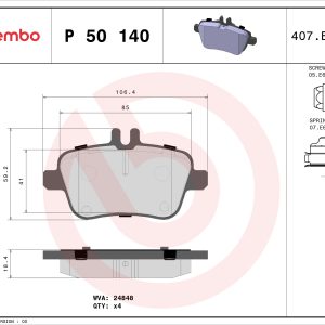 Placute frana MERCEDES-BENZ A-CLASS (W176) A 250 4-matic (176.046) benzina 211 cai BREMBO P 50 140