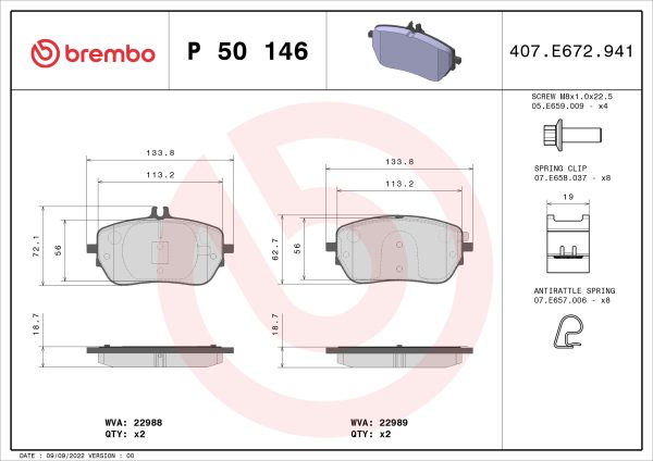 Placute frana MERCEDES-BENZ A-CLASS limuzina (V177) A 250 e (177.185) benzina/elector 218 cai BREMBO P 50 146