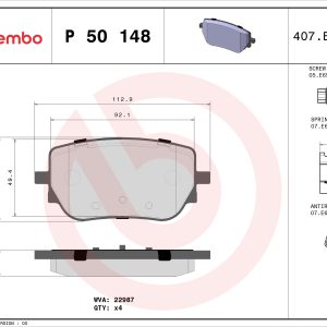 Placute frana MERCEDES-BENZ A-CLASS (W177) A 220 4-matic (177.045) benzina 190 cai BREMBO P 50 148
