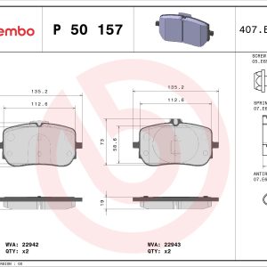 Placute frana MERCEDES-BENZ A-CLASS (W177) A 220 4-matic (177.045) benzina 190 cai BREMBO P 50 157