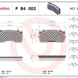 Placute frana MERCEDES-BENZ ACCELO 1016 diesel 156 cai BREMBO P B4 002
