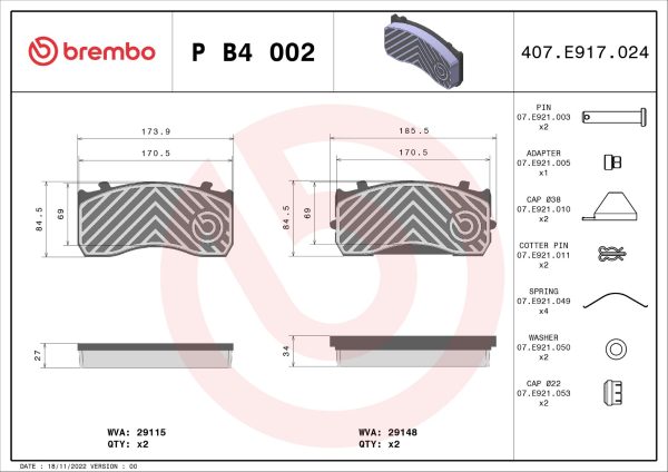 Placute frana MERCEDES-BENZ ACCELO 1016 diesel 156 cai BREMBO P B4 002