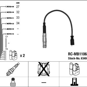 Set cablaj aprindere MERCEDES-BENZ A-CLASS (W169) A 150 (169.031, 169.331) benzina 95 cai NGK 6349