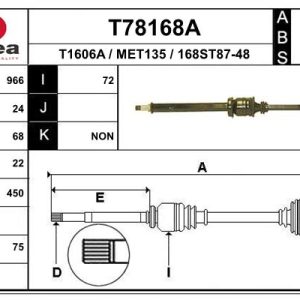 Planetara MERCEDES-BENZ A-CLASS (W168) A 160 (168.033, 168.133) benzina 102 cai EAI T78168A