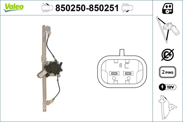 Mecanism actionare geam MERCEDES-BENZ A-CLASS (W168) A 140 (168.031, 168.131) benzina 82 cai VALEO 850250