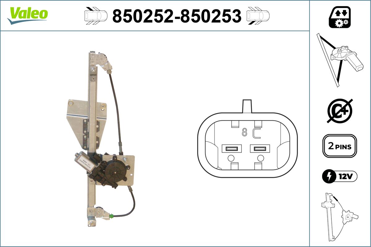 Mecanism actionare geam MERCEDES-BENZ A-CLASS (W168) A 170 CDI (168.009, 168.109) diesel 95 cai VALEO 850252