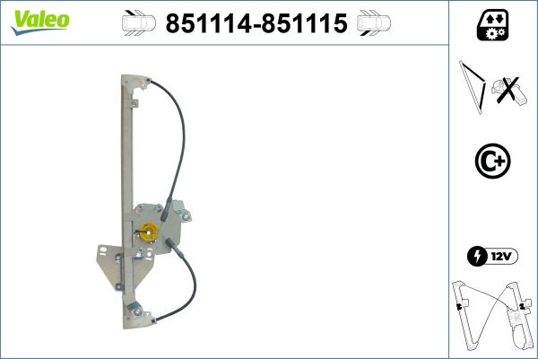 Mecanism actionare geam MERCEDES-BENZ A-CLASS (W168) A 140 (168.031, 168.131) benzina 82 cai VALEO 851114