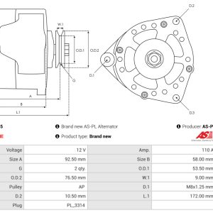 Alternator AS-PL A0340(SEG) – imagine produs