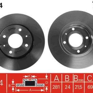Disc frana MITSUBISHI CARISMA limuzina (DA_) 1.8 GDI (DA2A) benzina 122 cai TRW DF4054