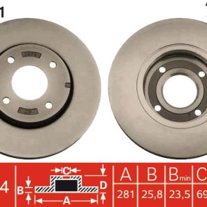 Disc frana MITSUBISHI COLT VI (Z3_A, Z2_A) 1.5 CZT (Z37A) benzina 150 cai TRW DF4311