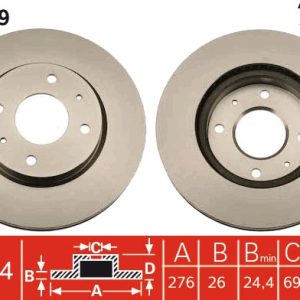 Disc frana MITSUBISHI GALANT VIII (EA_) 2.4 GDI (EA3A) benzina 150 cai TRW DF4809