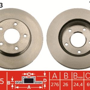 Disc frana MITSUBISHI LANCER VIII (CY_A, CZ_A) 1.8 Bifuel (CY3A, CY6A) Benzina/Autogaz (GPL) 143 cai TRW DF4933