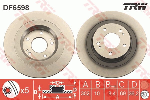 Disc frana MITSUBISHI OUTLANDER III (GG_W, GF_W, ZJ, ZL, ZK) 2.0 Hybrid 4WD (GG2W) benzina/elector 200 cai TRW DF6598