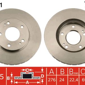 Disc frana MITSUBISHI ECLIPSE I (D2_A) 2.0 i 16V 4WD (D22A, D27A) benzina 150 cai TRW DF7231