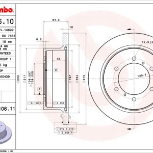 Disc frana MITSUBISHI L400 bus (PD_W, PC_W, PA_V, PB_V, PA_W) 2.4 i 4WD (PD4V/W) benzina 132 cai BREMBO 08.7106.11