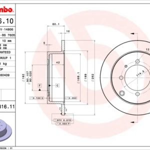 Disc frana MITSUBISHI GALANT VII limuzina (E5_A, E7_A, E8_A) 2.0 GLSTD (E57A) diesel 90 cai BREMBO 08.8316.11