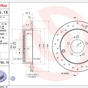 Disc frana MITSUBISHI OUTLANDER II (CW_W) 3.0 AWD benzina 223 cai BREMBO 08.A755.1X