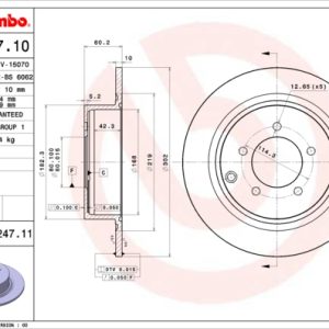 Disc frana MITSUBISHI ASX (GA_W_) 1.6 MIVEC (GA1W) benzina 116 cai BREMBO 08.C247.11