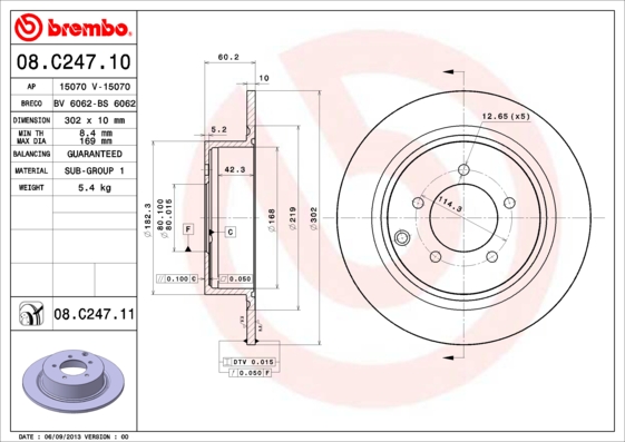 Disc frana MITSUBISHI LANCER VIII (CY_A, CZ_A) 2.0 i 4WD (CZ4A) benzina 154 cai BREMBO 08.C247.11