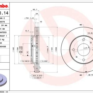 Disc frana MITSUBISHI GALANT VI (E3_A) 2.0 GTI 16V (E39A, E38A, E33A) benzina 144 cai BREMBO 09.5640.14