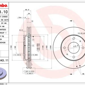 Disc frana MITSUBISHI CARISMA limuzina (DA_) 1.9 TD (DA4A) diesel 90 cai BREMBO 09.7043.11