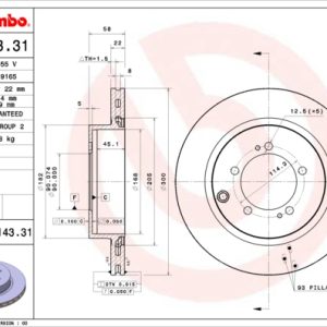 Disc frana MITSUBISHI LANCER VII (CS_A, CT_A) EVO IX (CT9A) benzina 280 cai BREMBO 09.7143.31
