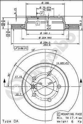 Disc frana MITSUBISHI CARISMA limuzina (DA_) 1.9 DI-D (DA5A) diesel 102 cai BREMBO 09.7720.11