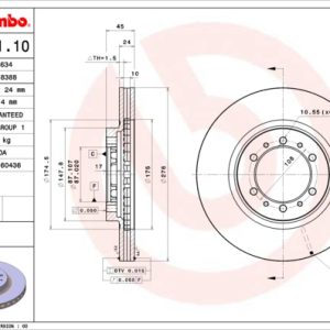 Disc frana MITSUBISHI L200 (K7_T, K6_T, K5_T) 2.8 TD 4WD (K77T) diesel 125 cai BREMBO 09.8071.11