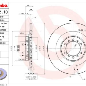 Disc frana MITSUBISHI L200 (K7_T, K6_T, K5_T) 2.5 TDiC diesel 101 cai BREMBO 09.9132.10