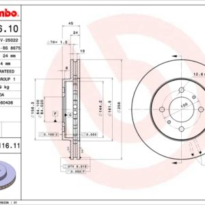 Disc frana MITSUBISHI LANCER VII (CS_A, CT_A) 1.6 (CS3A) benzina 98 cai BREMBO 09.A116.11