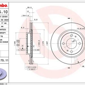 Disc frana MITSUBISHI i (HA_) MiEV (HA4W) electric 67 cai BREMBO 09.C175.11