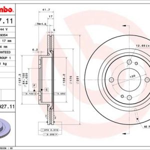 Disc frana MITSUBISHI MIRAGE / SPACE STAR VI hatchback (A0_A) 1.0 (A05A) benzina 71 cai BREMBO 09.C927.11