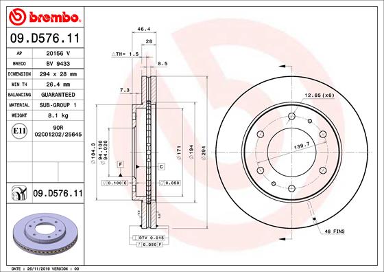 Disc frana MITSUBISHI L200 / TRITON (KA_T, KB_T) 2.5 DI-D 4WD (KB4T) diesel 178 cai BREMBO 09.D576.11