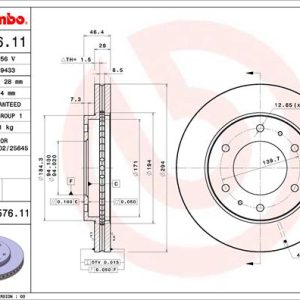 Disc frana MITSUBISHI L200 / TRITON (KJ_, KK_, KL_) 2.2 DI-D 4WD diesel 150 cai BREMBO 09.D576.11