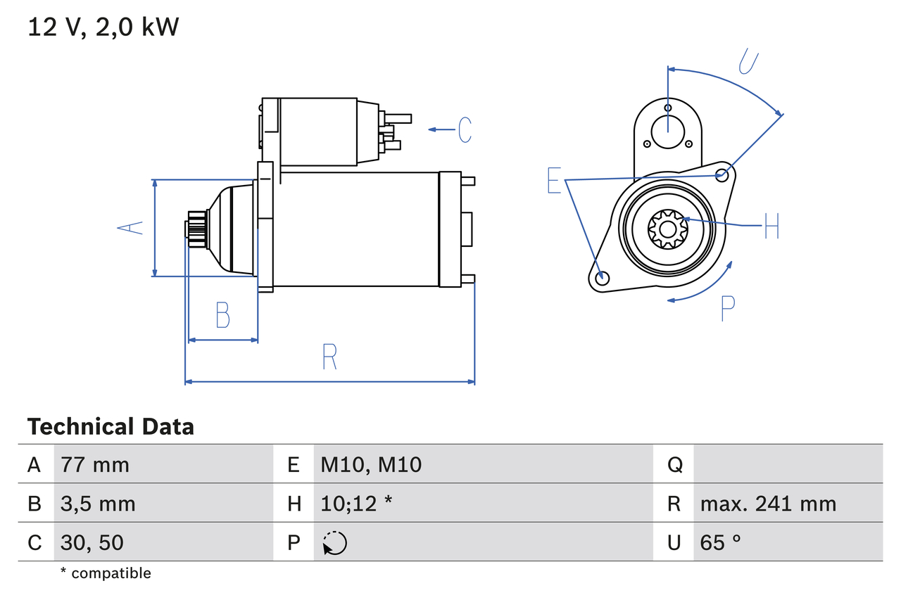Electromotor MITSUBISHI L 300 III caroserie (P0_V, P1_V, P2_V) 2.5 TD 4WD (P25V) diesel 87 cai BOSCH 0 986 014 141