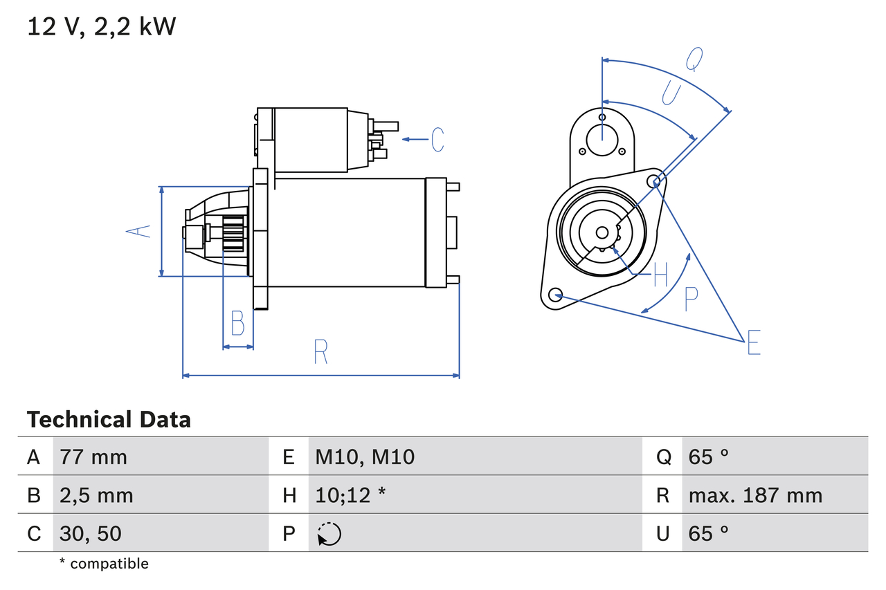 Electromotor MITSUBISHI L200 / TRITON (KA_T, KB_T) 2.5 DI-D 4WD (KB4T) diesel 167 cai BOSCH 0 986 022 720