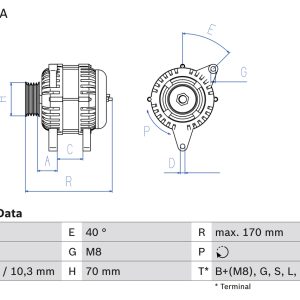 Alternator MITSUBISHI L200 / TRITON (KA_T, KB_T) 2.5 DI-D 4WD (KB4T) diesel 136 cai BOSCH 0 986 082 720