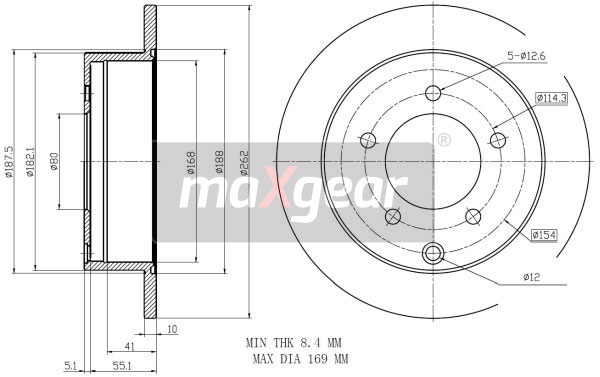 Disc frana MITSUBISHI LANCER VIII (CY_A, CZ_A) 1.6 MIVEC benzina 117 cai MAXGEAR 19-2389