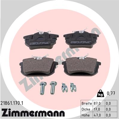 Placute frana MITSUBISHI CARISMA (DA_) 1.8 GDI (DA2A) benzina 122 cai ZIMMERMANN 21861.170.1