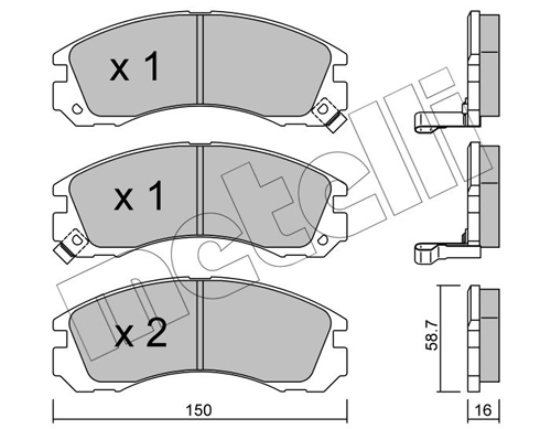 Placute frana MITSUBISHI L400 bus (PD_W, PC_W, PA_V, PB_V, PA_W) 2.5 TD (PA5V/W, PB5V) diesel 99 cai METELLI 22-0134-0