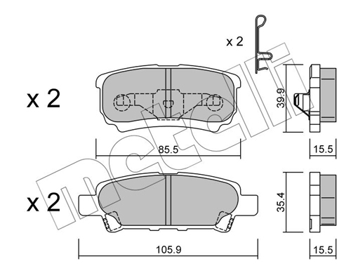 Placute frana MITSUBISHI OUTLANDER I (CU_W) 2.4 HDD Mivec (CU5W) benzina 160 cai METELLI 22-0737-0