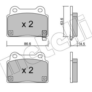 Placute frana MITSUBISHI LANCER VIII (CY_A, CZ_A) EVO X (CZ4A) benzina 295 cai METELLI 22-0826-0