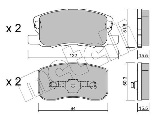 Placute frana MITSUBISHI COLT VI (Z3_A, Z2_A) 1.3 LPG (Z33A) Benzina/Autogaz (GPL) 95 cai METELLI 22-0940-0