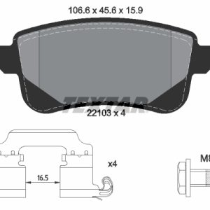 Placute frana MITSUBISHI COLT VII hatchback (VB_) 1.6 Hybrid (VBEH6) benzina/elector 143 cai TEXTAR 2210301